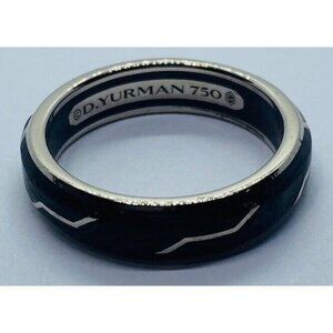 SOLD!!! David Yurman Unisex 18k White Gold 750 Forged Carbon Ring Size 11.25